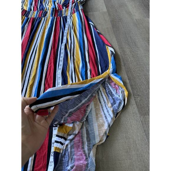 INC Striped Smocked Waist Maxi Dress Colorful Stripes V Neck Pullover Size 2x - Picture 6 of 8